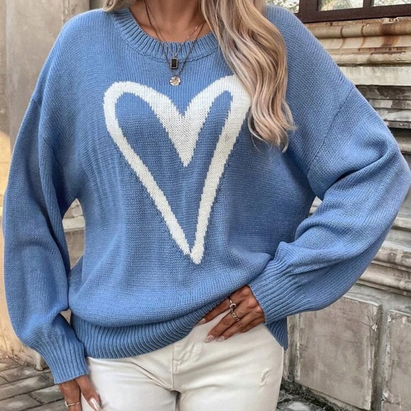 New heart print long sleeve sweater - Picture 5 of 7